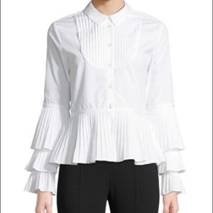 Jonathan Simkhai pleated Oxford peplum button down shirt